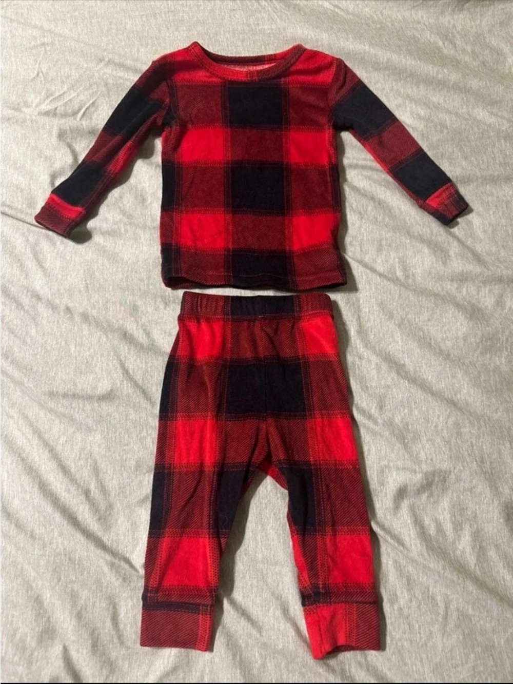 Cat & Jack Red and Black Plaid Kids Pajama Set